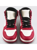 Červeno-biele dámske tenisky sneakers nad členky (XA069)