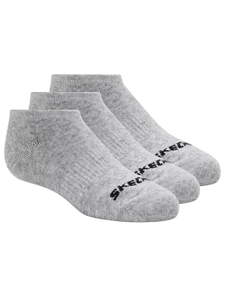 Skechers, 3 ks, unisex, bez froté, neviditeľné ponožky S114041-020, sivé, veľkosti 39–42