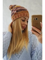 Fleecová čiapka Klaudia K255 oranžová+žltá