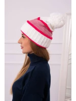 Kinga dámska čiapka K297 biela+ružová neón+tmavo ružová