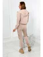Set 3 v 1 mikina + top + nohavice svetlo béžová