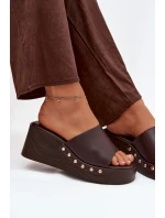 Dámske papuče na platforme 78-200 Tmavo hnedé - Stephan Paris Dámske papuče na platforme 78-200 Tmavo hnedé - Stephan Paris