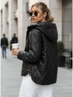 Dámska prechodná prešívaná bunda s kapucňou čierna FashionStreet TY5559