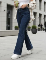 Dámske džínsy s vysokým pásom tmavomodré FashionStreet UY2899