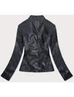 Čierna bunda ramoneska so stojačikom (B0110)