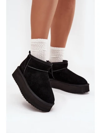 Zamszowe Śniegowce Damskie Na Platformie Vinceza 97962 Czarne