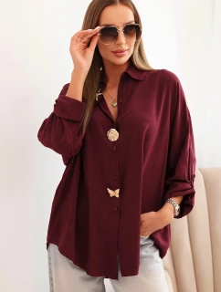 Dámska košeľa s viskózou, ozdobnými gombíkmi a golierom slivka