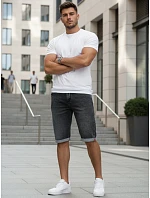 Pánske džínsové šortky s lemom čierne FashionStreet SX2619