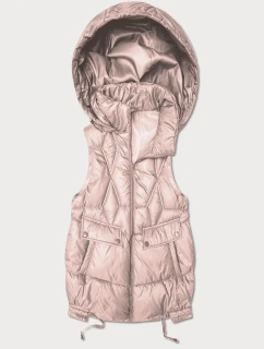 Goodlookin dámske krátke tričko bez rukávov s odnímateľnou kapucňou svetlo ružové (B8258-51)