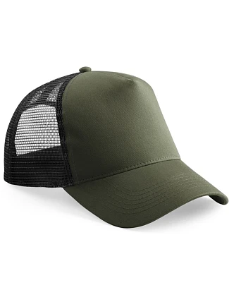 Beechfield B 640B Detská 5-panelová čiapka Trucker 53.640B olivovo zelená/čierna