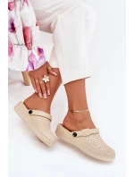 Piankowe Klapki Chodaki Damskie Beżowe Faylina