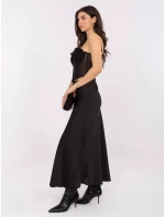 Saténová maxi sukňa čierna (A2797)