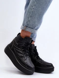 Zazoo 3392/X Dámska kožená športová obuv na platforme Black
