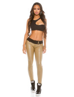 Sexy KouCla Leather look pants with fabric collar