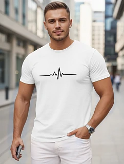 Pánske bavlnené tričko s EKG líniou biele FashionStreet NX5098R