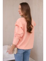 Bavlnená blúzka s volánikmi na ramenách marhuľová