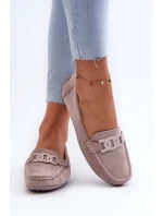 Damskie Modne Zamszowe Mokasyny Fioletowe Rabell