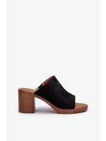 Elegantné ľahké dámske papuče na vysokom podpätku čiernej farby Varnila Elegantné ľahké dámske papuče na vysokom podpätku čiernej farby Varnila