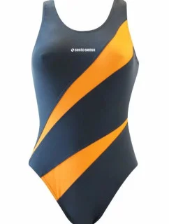 Dámské jednodílné plavky 729 tmavě šedá s oranžovou - Sesto Senso