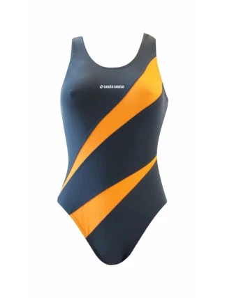 Dámské jednodílné plavky 729 tmavě šedá s oranžovou - Sesto Senso Dámské jednodílné plavky 729 tmavě šedá s oranžovou - Sesto Senso