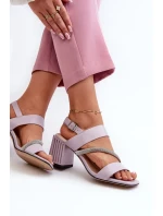 Dámske elegantné sandále na vysokom podpätku fialové D&A