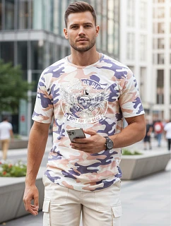 Pánske tričko s potlačou moro béžovej farby FashionStreet NX2004R