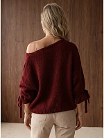 Dámsky oversize kardigán bez zapínania, vínová farba, FashionStreet MY2567 Dámsky oversize kardigán bez zapínania, vínová farba, FashionStreet MY2567