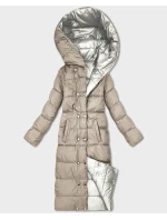 Ecru-béžová obojstranná zimná bunda po kolená Minority (P3-6017-12+62) Ecru-béžová obojstranná zimná bunda po kolená Minority (P3-6017-12+62)
