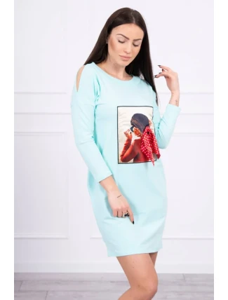 3D mätové šaty s potlačou hrášku a mašľou