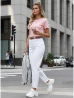 Dámske džínsy mom fit s opaskom biele FashionStreet UY2884