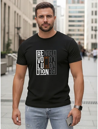 Pánske bavlnené tričko s potlačou revolution black FashionStreet NX0143R Pánske bavlnené tričko s potlačou revolution black FashionStreet NX0143R