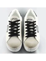 Bielo-čierne dámske tenisky trampky z rôznych spojených materiálov (1088)