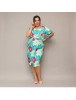 Zeleno-fuchsiové skladané kvetinové šaty po kolená pre ženy (742) Zeleno-fuchsiové skladané kvetinové šaty po kolená pre ženy (742)