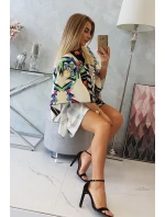 Netopierie šaty s viazaním v páse ecru