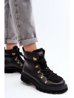 Skórzane Botki Trapery Damskie GOE MM2N4082 Czarne