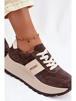 Dámské tenisky na platformě z přírodní semiše čokoládové Rosinae