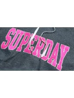 Tmavosivá krátka dámska mikina s nápismi (26014)