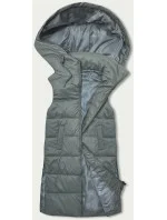 Dámska khaki bunda bez rukávov s kapucňou (B8212-11) Dámska khaki bunda bez rukávov s kapucňou (B8212-11)