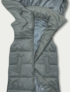 Dámska vesta v khaki farbe s kapucňou (B8212-11)