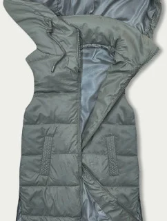 Dámska vesta v khaki farbe s kapucňou (B8212-11)