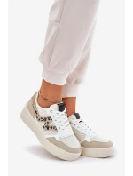 Buty Sportowe Damskie Na Platformie Panterka Beżowe Lorori