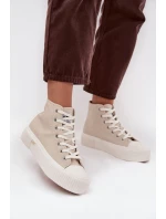 Trampki Damskie Na Platformie LEE 50253002.35E ISLA WOMEN MID Beżowe