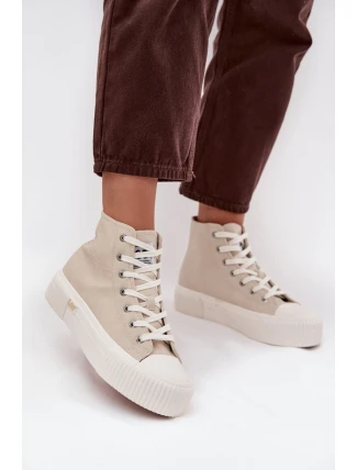 Trampki Damskie Na Platformie LEE 50253002.35E ISLA WOMEN MID Beżowe