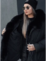 LUNAVI dámska zimná bunda prešívaná s kožušinou čierna FashionStreet TY4667
