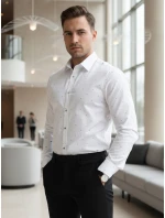 Pánska biela vzorovaná košeľa slim fit FashionStreet DX2695