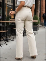 Dámske rovné džínsové nohavice s vysokým pásom ecru FashionStreet UY3058