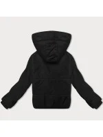 Čierna dámska krátka bunda s kapucňou J Style (16M9237-392)