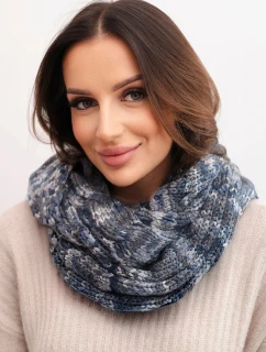 Dámsky vlnený hrubý zimný šál KN24 jeans+graphite