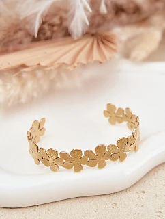 Dámský náramek ze nerezové oceli s květinami zlatá