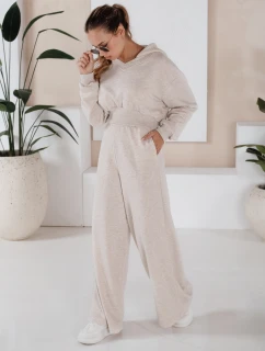 Dámsky set širokých nohavíc a mikiny MINALIA beige FashionStreet AY0917
